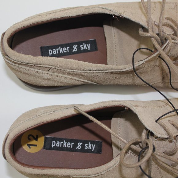 Parker & Sky Dress Shoes Beige Tan Cow Leather Oxford Lace Up Mens Size 12 M NEW - Picture 8 of 10